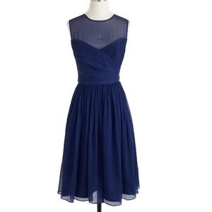 J. Crew Silk Chiffon Clara Dress, Navy 10P